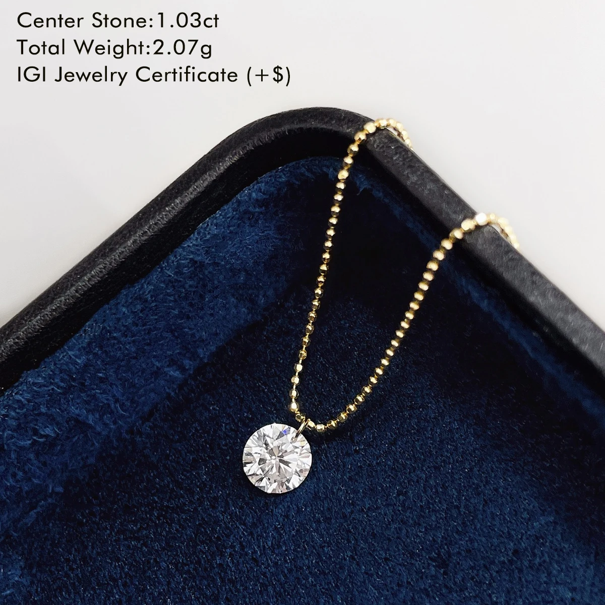 18K Yellow Gold Lab Created Diamond Necklace Brilliant Round Cut Lab Diamond Floating Pendant Necklace Fine Jewelry For Women