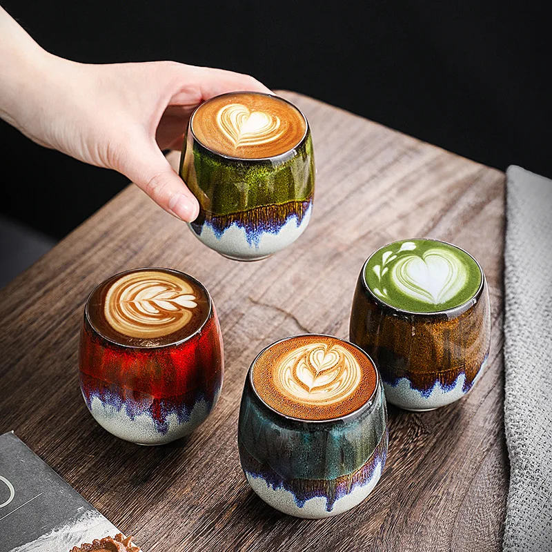 Handgefertigte Unterglasur-Farbkeramik Kaffeetasse Teetasse Einzigartige Brennofen-Glasur-Veränderung Geschenk für Zuhause und Büro