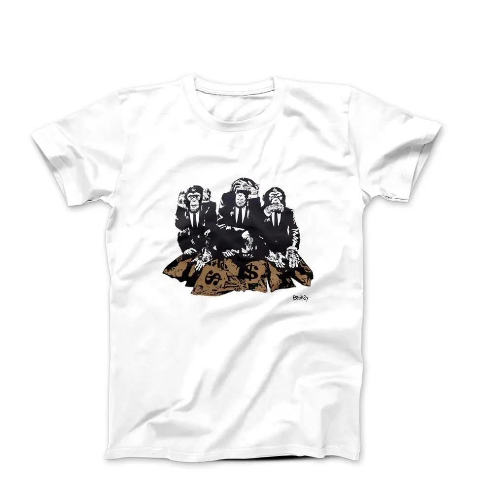 Banksy Three Wise Monkeys Street Art T-shirt High Quality 100%Cotton Short Sleeve