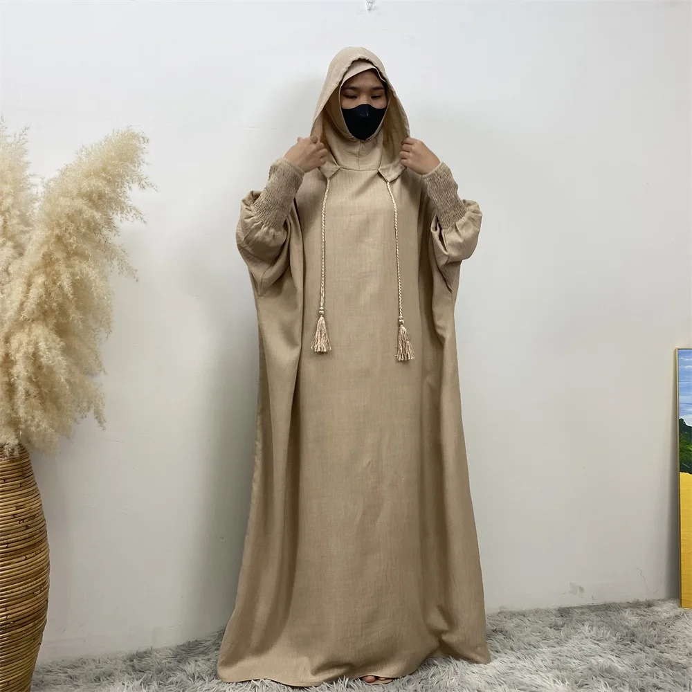 Dubaï mode musulmane à capuche décontracté jupe longue manches chauve-souris manches longues amples culte abaya 6818