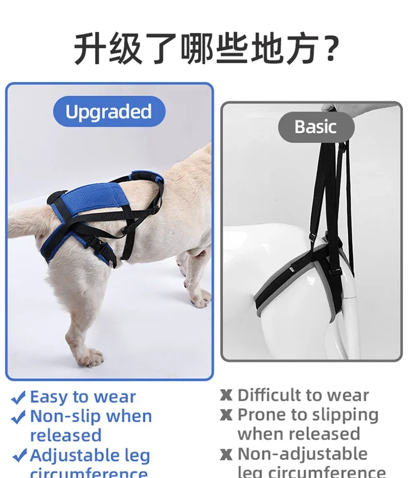 New Upgraded Dog Rear Leg Support Harness Adjustable Pet Lift Sling for Injured Disabled Elderly Dogs Walking Assistance Supply