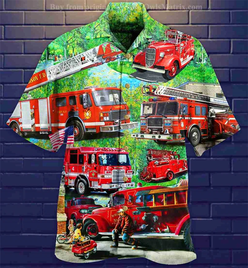 

Summer Fashion Hawaiian Shirts For Men Trendy Colorful Short Sleeve 3D Printed Lapel Button Shirt Loose Breathable Vacation Tops