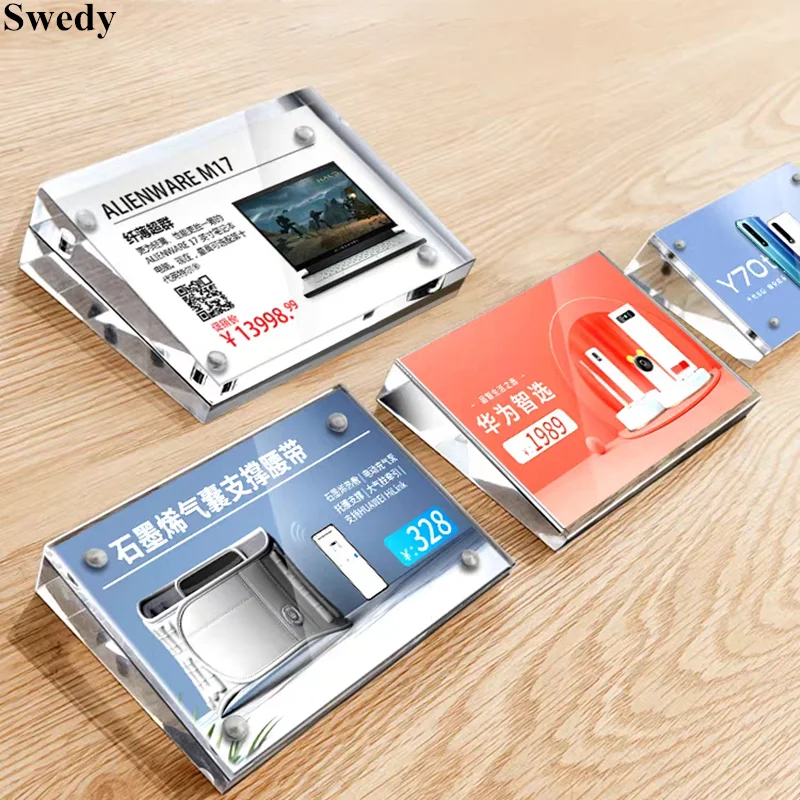 

90x55mm Magnetic Price Label Card Tags Table Number Place Card Menu Paper Holder Acrylic Sign Holder Display Stand