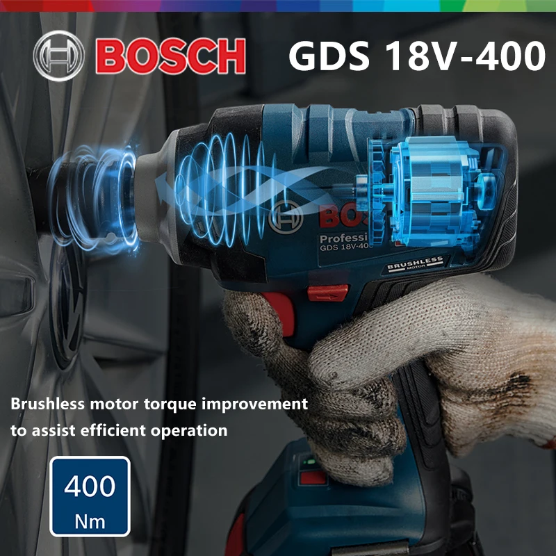 Bosch Cordless Impact Wrench GDS 18v-400 Brushless 400Nm Impact Driver Torque Wrench Bosch 18V Power Tools Without Battery