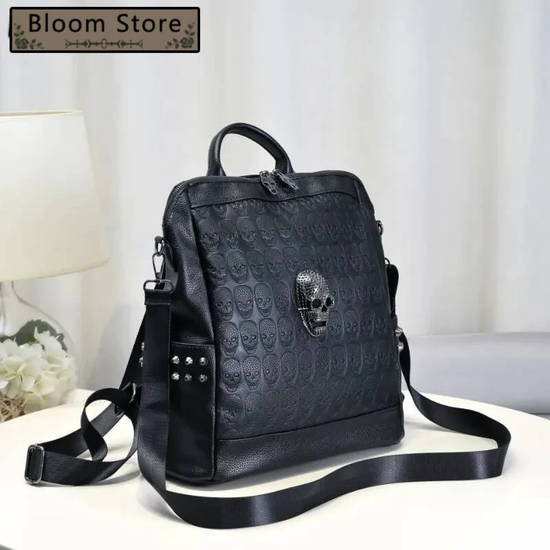 All Match Skull Rivet Students Schoolbags Vintage Casual Travel Backpack Japanese Punk Y2k Aesthetic Ins Backpacks Women Trendy