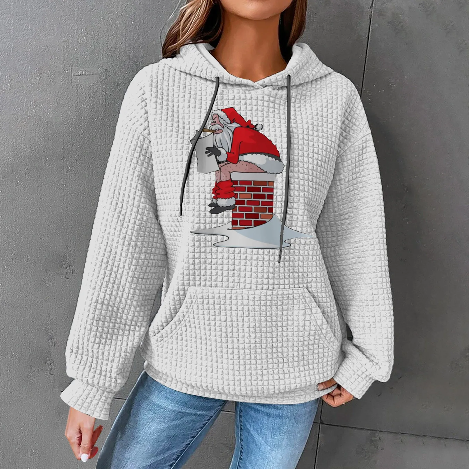 

Autumn Woman Hoodie Christmas Print Sweatshirt Fashion Oversize Long Sleeve Pockets Top Coat Warm Comfortable Pullover