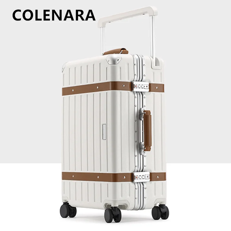 COLENARA Luggage Travel Bag Aluminum Frame Boarding Box Large Capacity Trolley Case 20