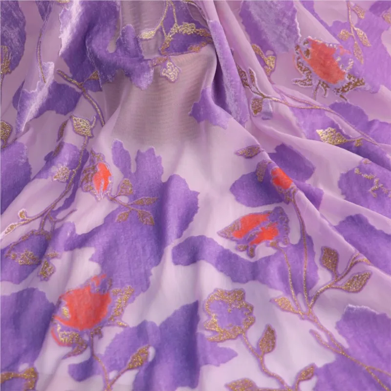 Women's woven velvet flowered brocade viscose and gilded fabric sleeping dress cheongsam textile