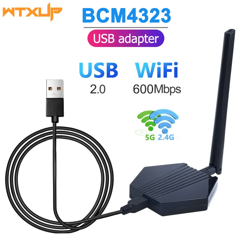 

wireless dual band USB adapter 600Mbps BCM4323 2.4G 5G wifi USB 2.0 Dongle with 5DB antenna for Win XP /7/8/10