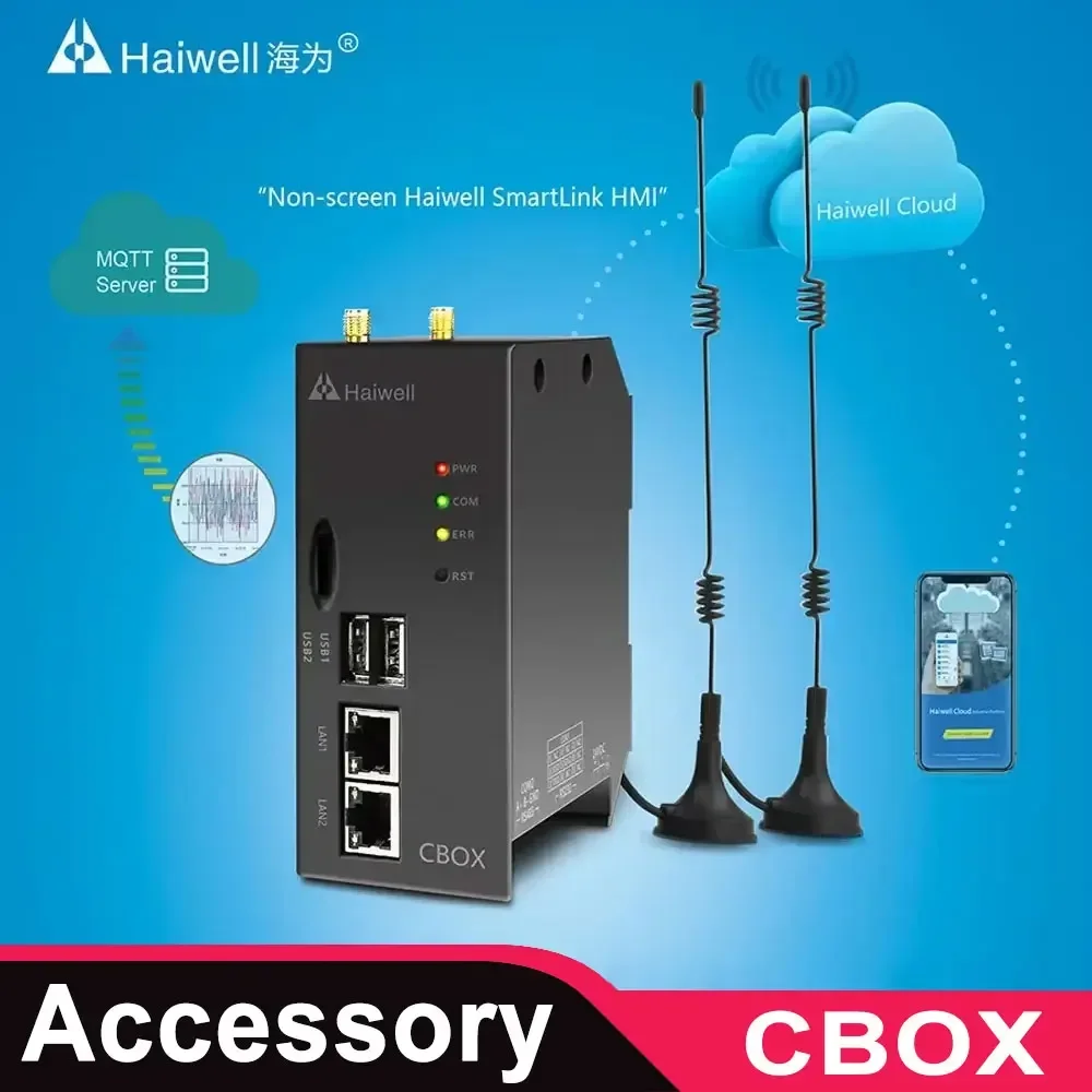 Haiwell CBOX E CBOX-E C Box Haiwell with Ethernet 4G WIFI SmartLink Gateway HMI Program in Gateway Use Mobile Phone A Monitor.