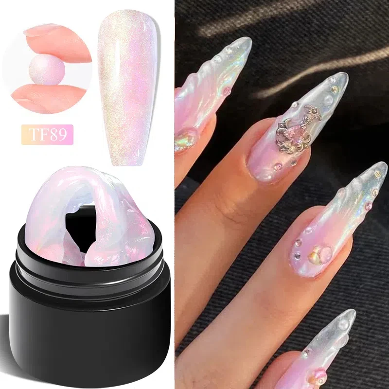 MEET ACROSS 8ml Auroras Non Stick Hand Verlängerung Nagel Gel Polish Glitter Effekt Für Carving Blume 3D Shaping Acryl Hard Gel