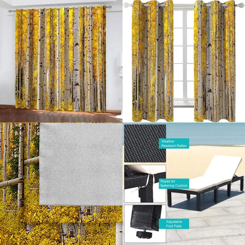 Beige pure gordijnen 96 voor slaapkamer, herfst boslandschap, 2 stuks, polyester materiaal, 96 W x 96 H (244 cm x 244 cm), ideaal voor
