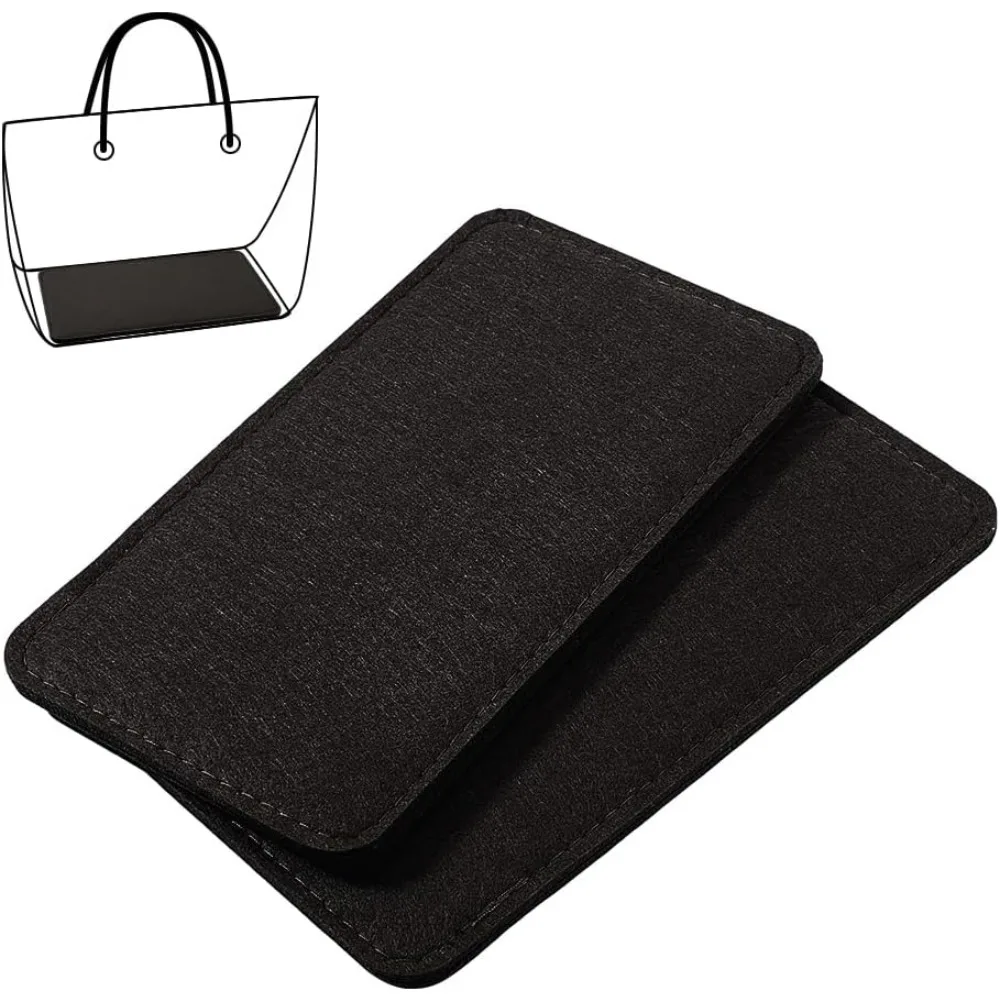 2pcs Handbag Base Shaper, 9 x 4.8 inch Black Purse Shaper Bag Bottom Felt Bag Shaper Purse Insert Rectangle Bag Liner Board