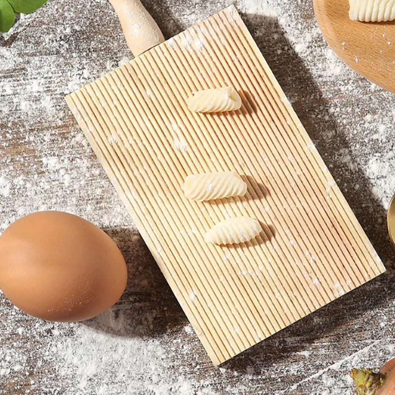 Italian Fantes Gnocchi Board Wood Kitchen Baking Tool Pasta Maker Professional Embossed Rolling Pin Rolling Stick