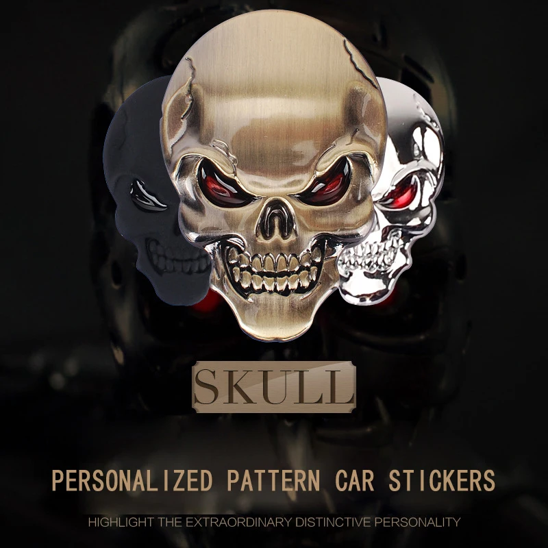 

Car Metal Skull Sticker Body Sticker Red Eye Ghost Head Sticker Three-dimensional Car Tail Sticker Modified Decorative Sticker