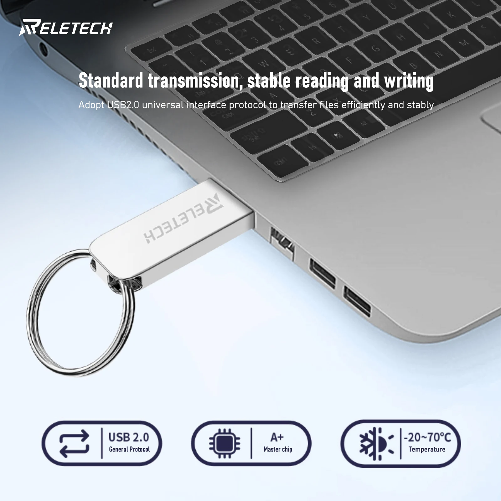 Reletech T7 Pull Ring Design USB Flash Drive,Thumb Drive,Metal High Speed USB Drive,Portable USB Memory Stick,16/32/64GB