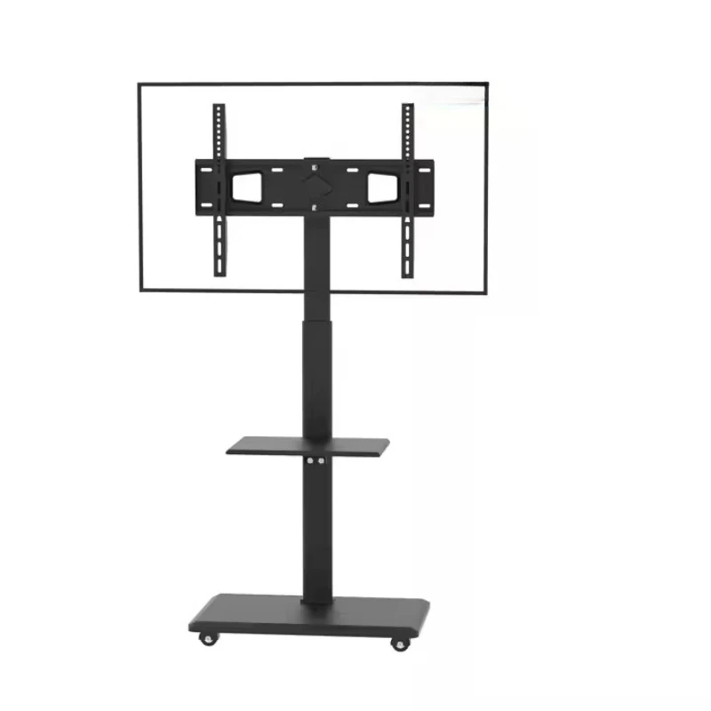 

32-65 inch adjustable steel TV trolley rotating moving bracket with wheels easy wall distance LCD trolley