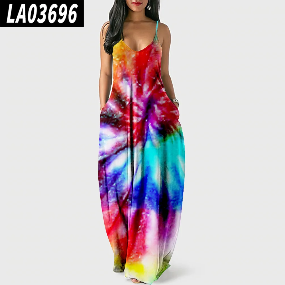 Năm 2022 Thời Trang Nữ Sundress Đầm Sexy Sling Chui Đầu Đầm Mùa Hè In Hình Đi Biển Dài Đầm Vestidos