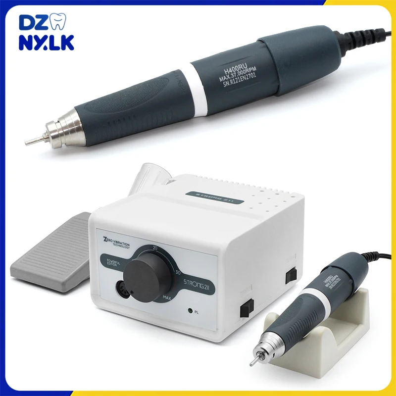 STRONG 211 Dental Polishing Micromotor 37000 RPM Electric Nail Drill Machine+H400 Handle Nail Manicure Grinding Equipment Tools