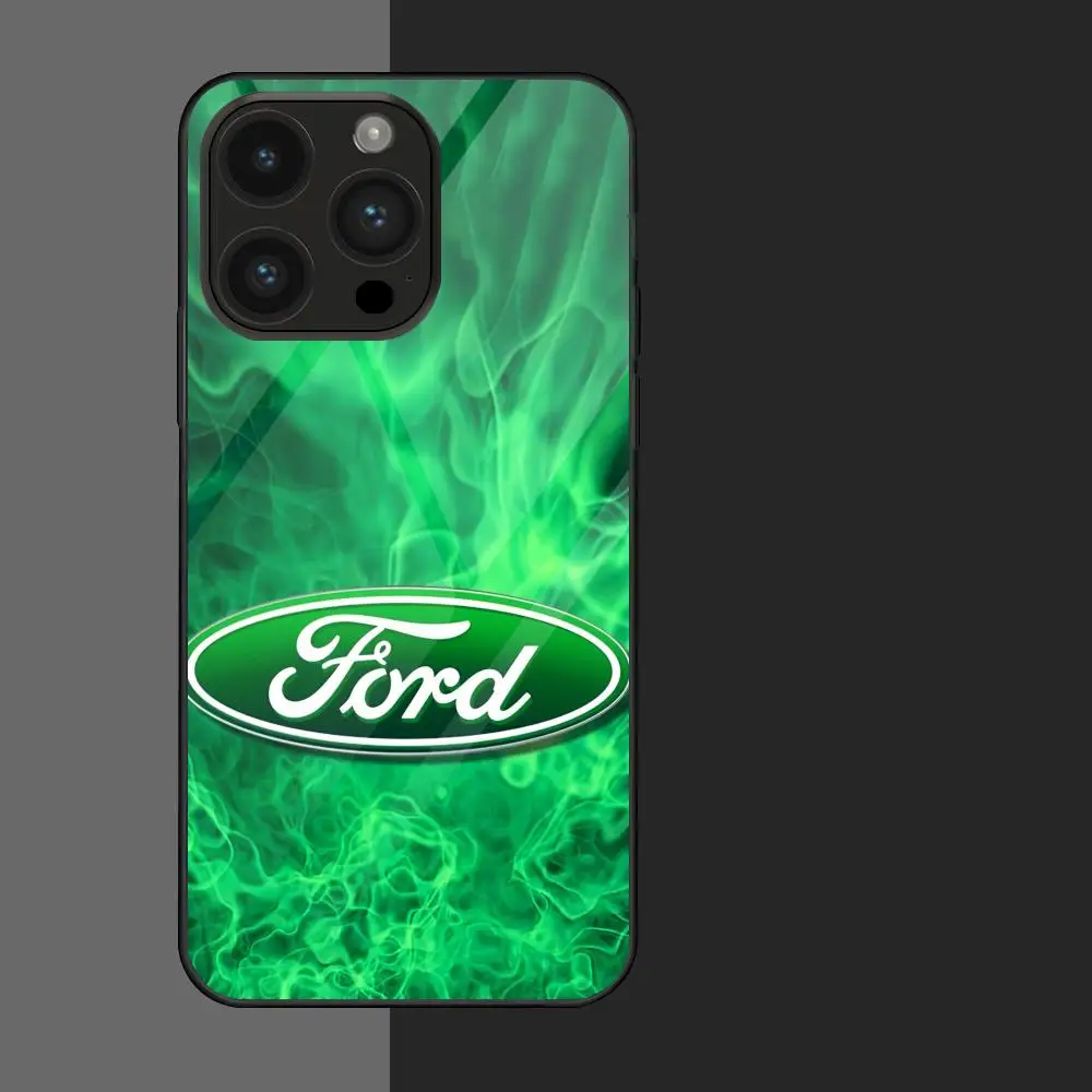 F-Ford Logo MAISTO Mouse Pad Glass Phone Case For Iphone 16 15 14 13 11 12 Pro Max Xr X Xs 8 7 Plus