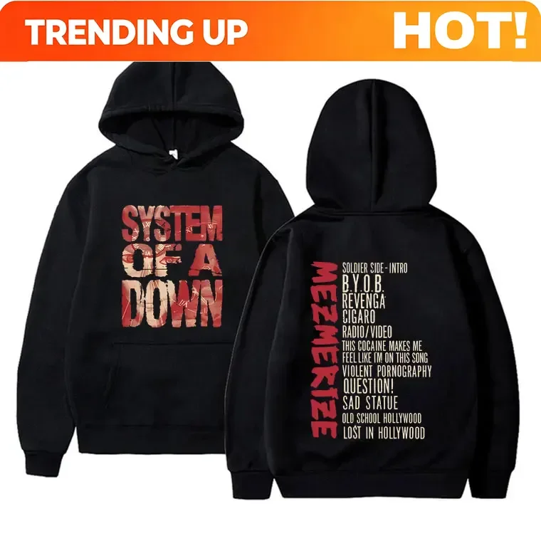 Customization System Of A Down Mezmerize Album Graphic Hoodie Men Women Rock Vintage Hooded Tracksuit Men's Fashion Casual Overs