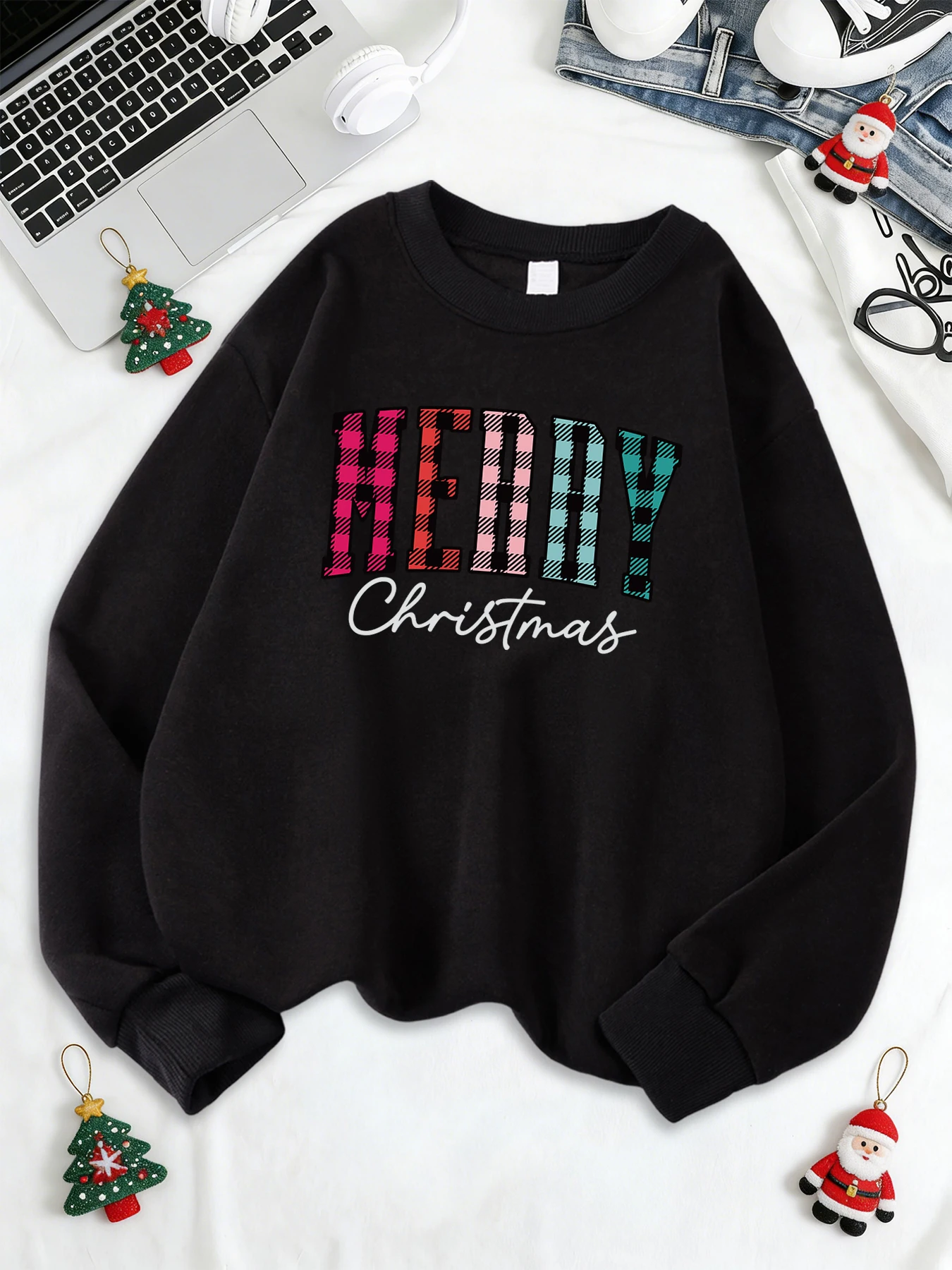 Merry Christmas Creative Letter Print Women Clothing Classic Warm Sweatshirt Loose Street Pullovers Autumn Winter Streetwear