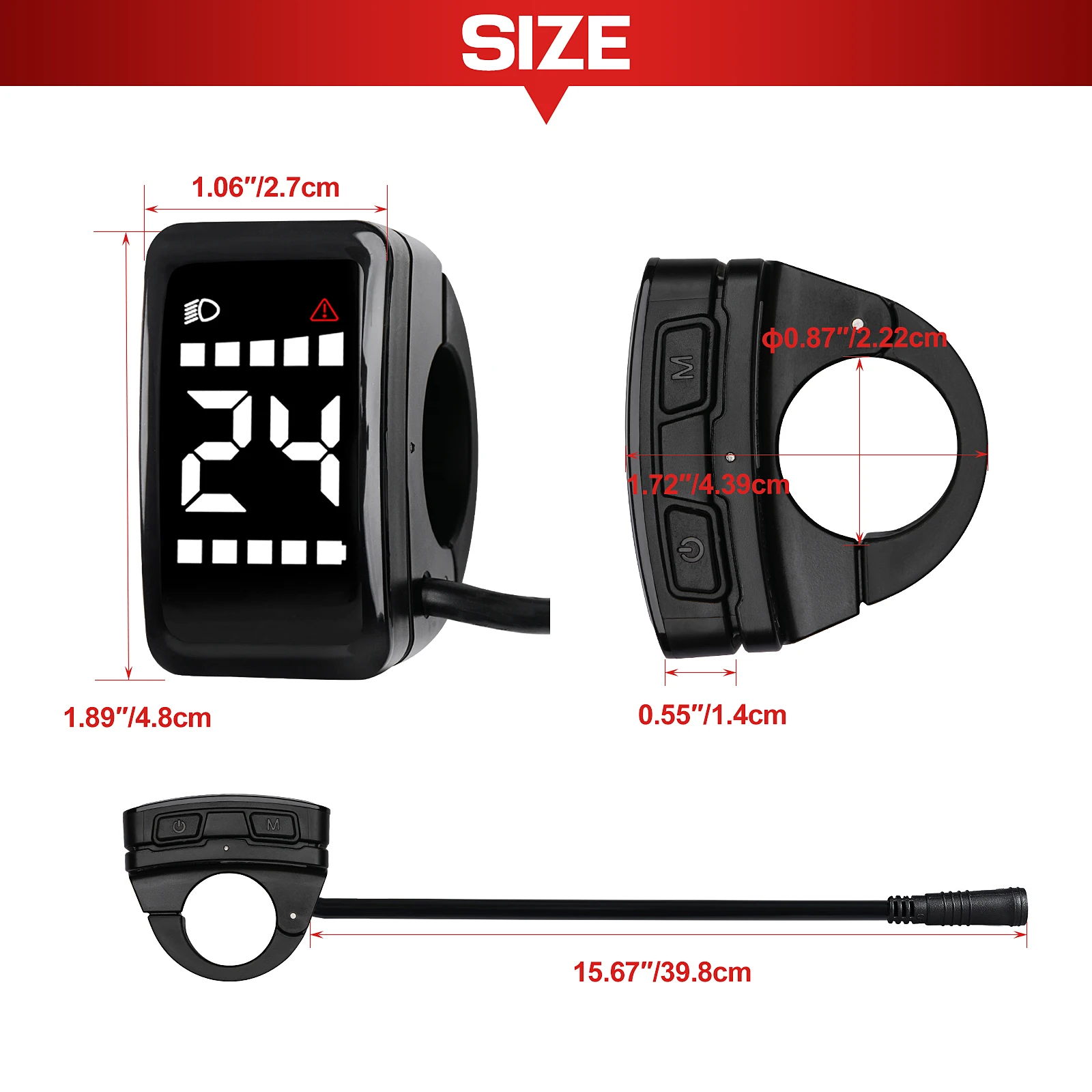 BAFANG DZ40 Display for Ebike - Small Size Display for 8Fun BBS02 BBSHD BBS01 Electric Mid Drive Kit