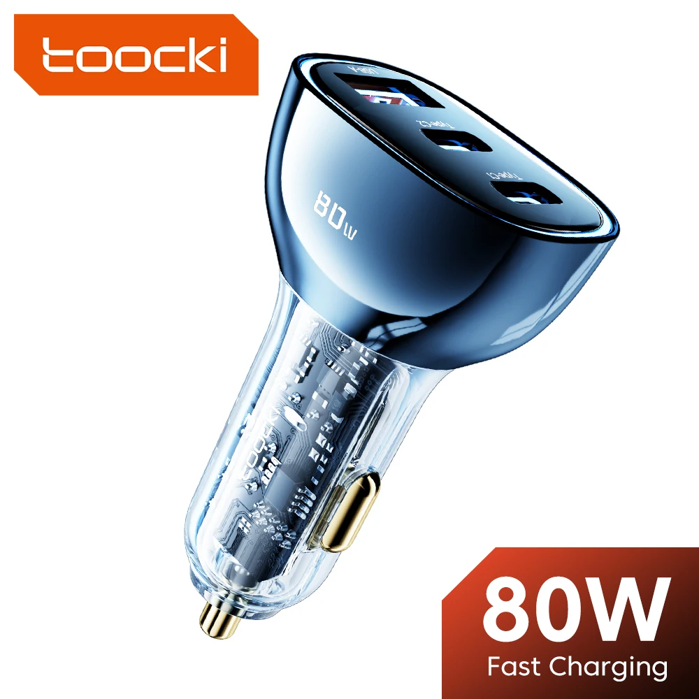 Toocki 80W USB C Car Charger QC3.0  Quick Charge PD Fast USB Type C Car Phone Charger For iPhone iPad Xiaomi POCO Huawei Samsung