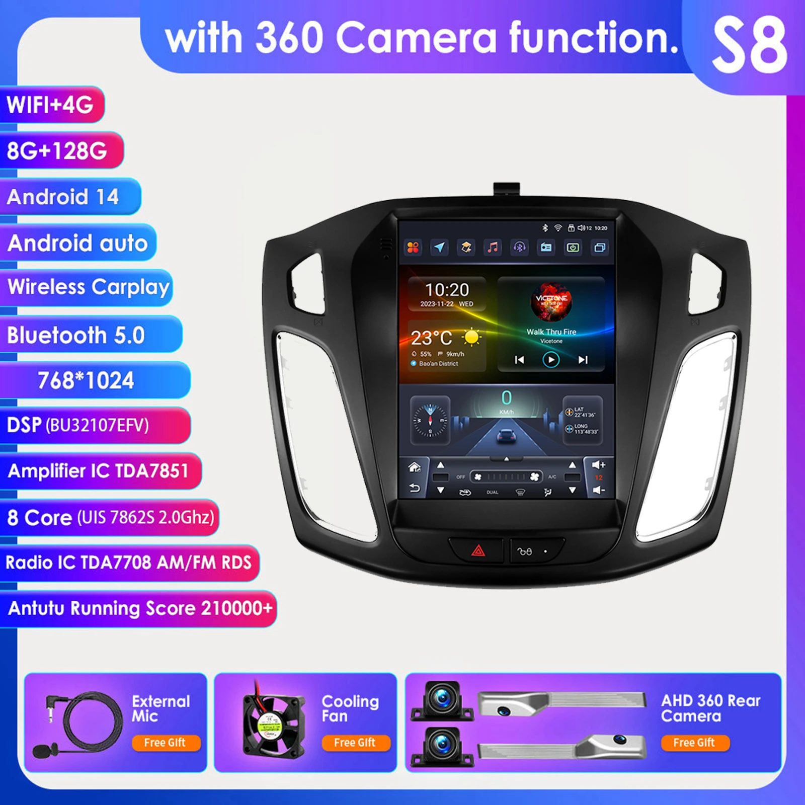 Hizpo voor Tesla Stijl Carplay Android Autoradio voor Ford Focus MK3 2012-2018 Multimedia Video Player Navigatie GPS auto Stereo