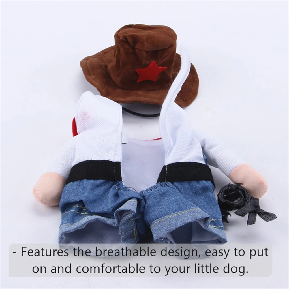 

Cat Transformed Outfit Pet Costume Set Durable Cowboy Breathable Daily Wear Halloween Puppy Cloth Cute Clothes Cat Party Costume