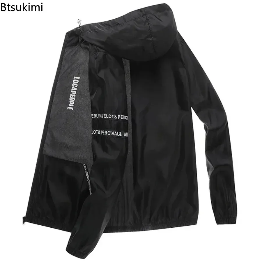 2026 Men's Summer Sun Protection Clothing Waterproof Quick-drying Bicycle Hooded Jacket Plus Size Hiking Thin Skin Windbreaker