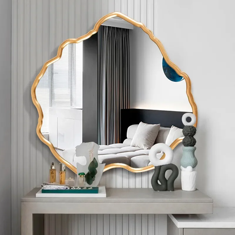 

Toilet Large Model Wall Decorative Mirror Makeup Crafts Vanity Aesthetic Shower Mirror Golden Espejo Pared Home Styling YX50DM