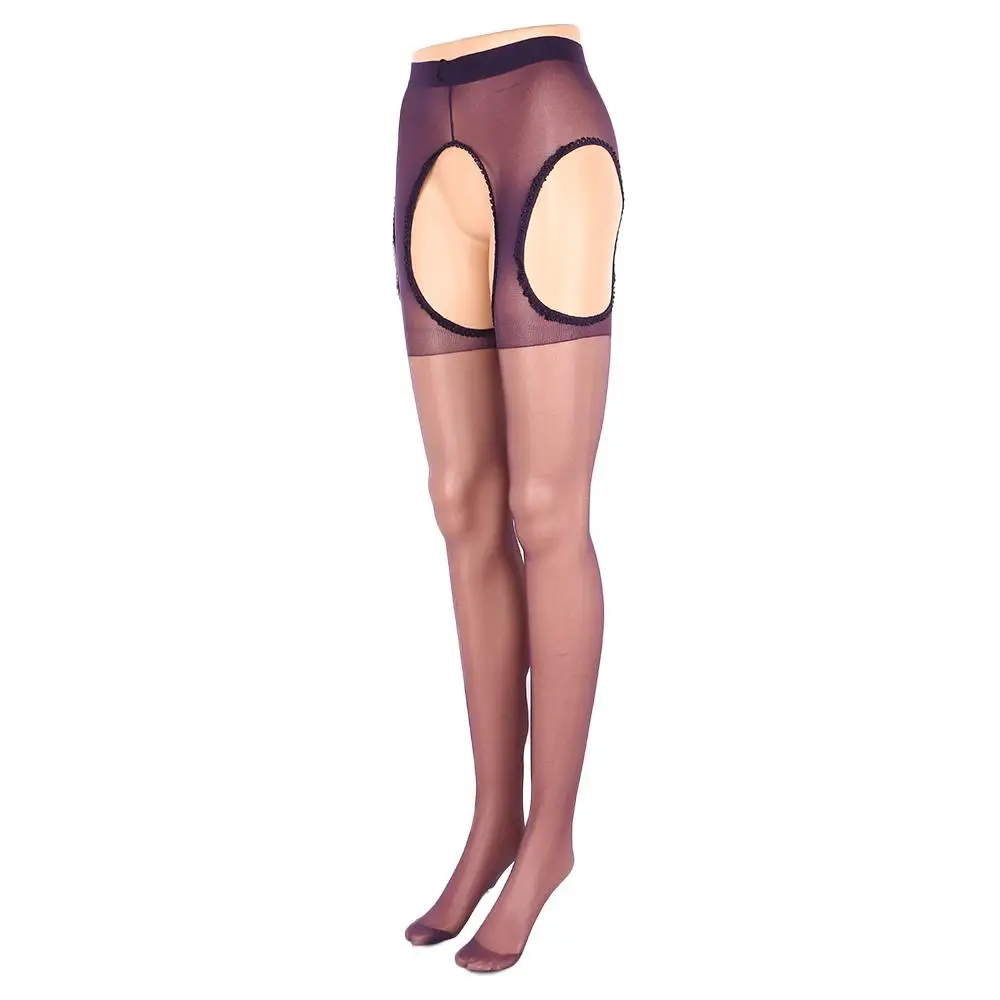 Collants en spandex sexy pour femmes, lingerie transparente, extensible, sans couture, entrejambe ouvert