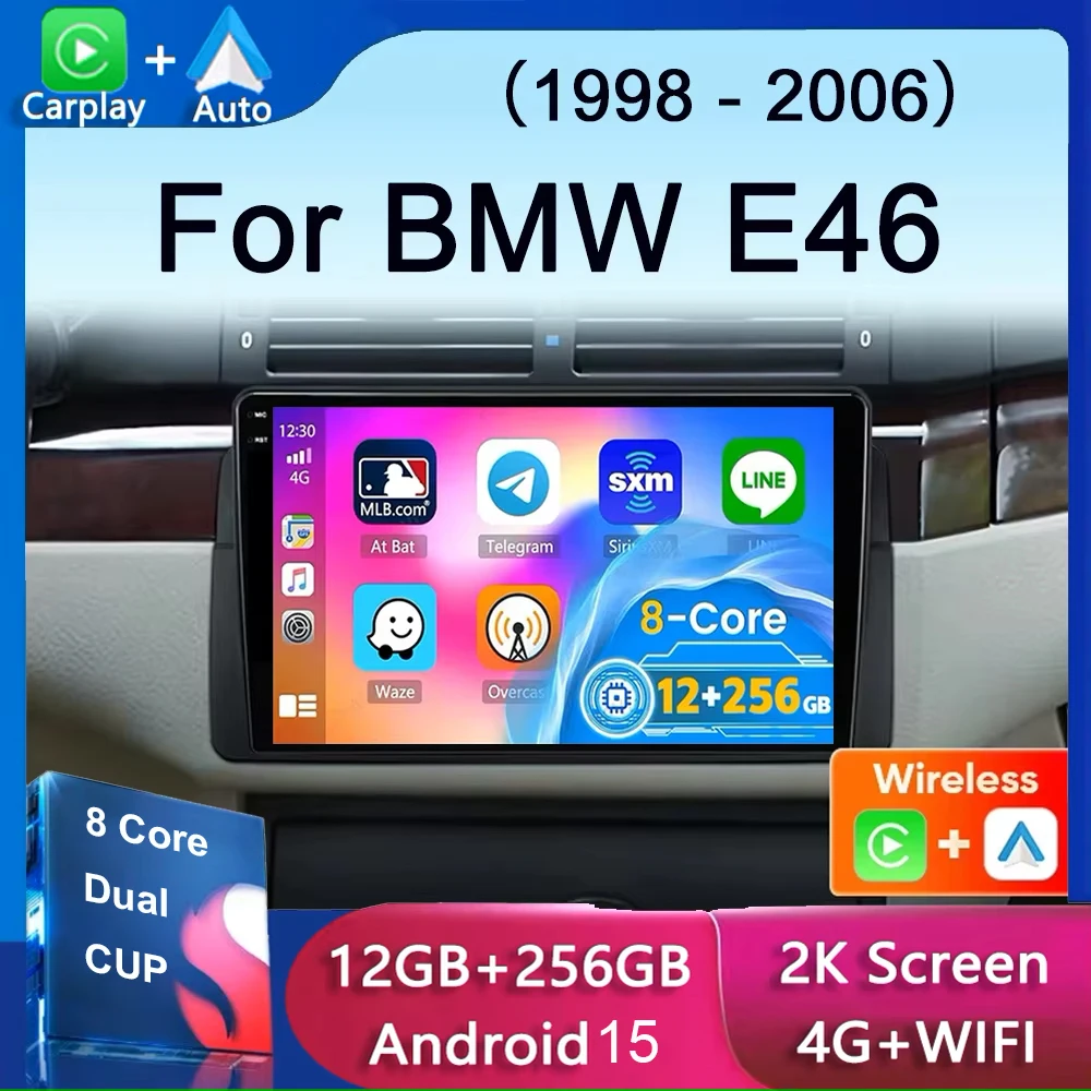 

Android 15 Carplay Auto для BMW E46 M3 1998-2006 Автомобильный радиоприемник Мультимедийный видеоплеер 2Din 4G + WIFI GPS-навигация Стерео головное устройство