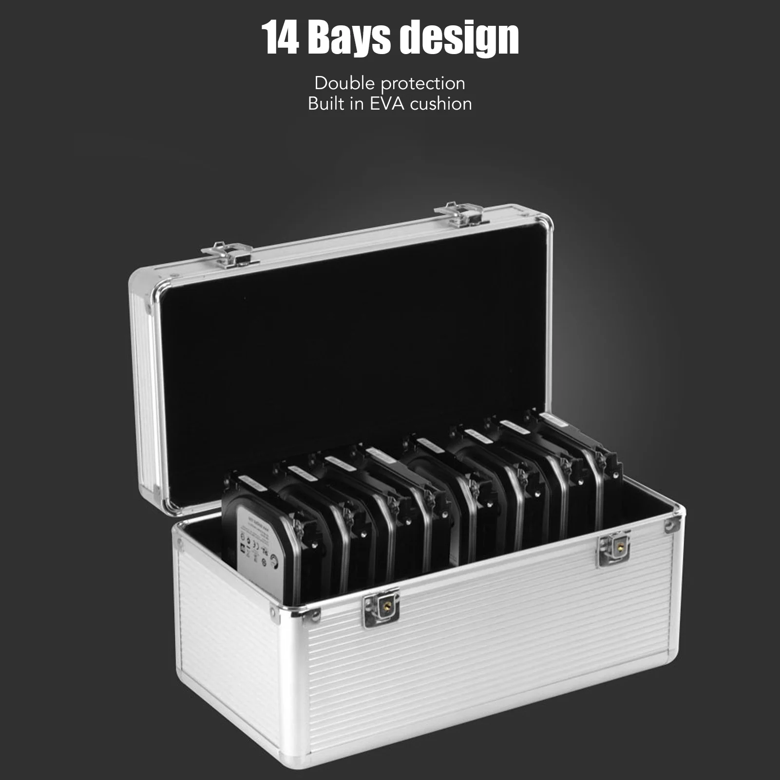 

Коробка для хранения жестких дисков с портативной ручкой, EVA-подушкой, безопасным замком и угловым дизайном из алюминиевого сплава