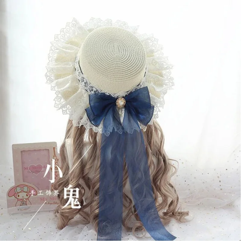 Lolita Mermaid Jizhuguang Big Bow Ribbon Ribbon Japanese Sweet Fairy Lace Soft Sister Shade Grass Hat