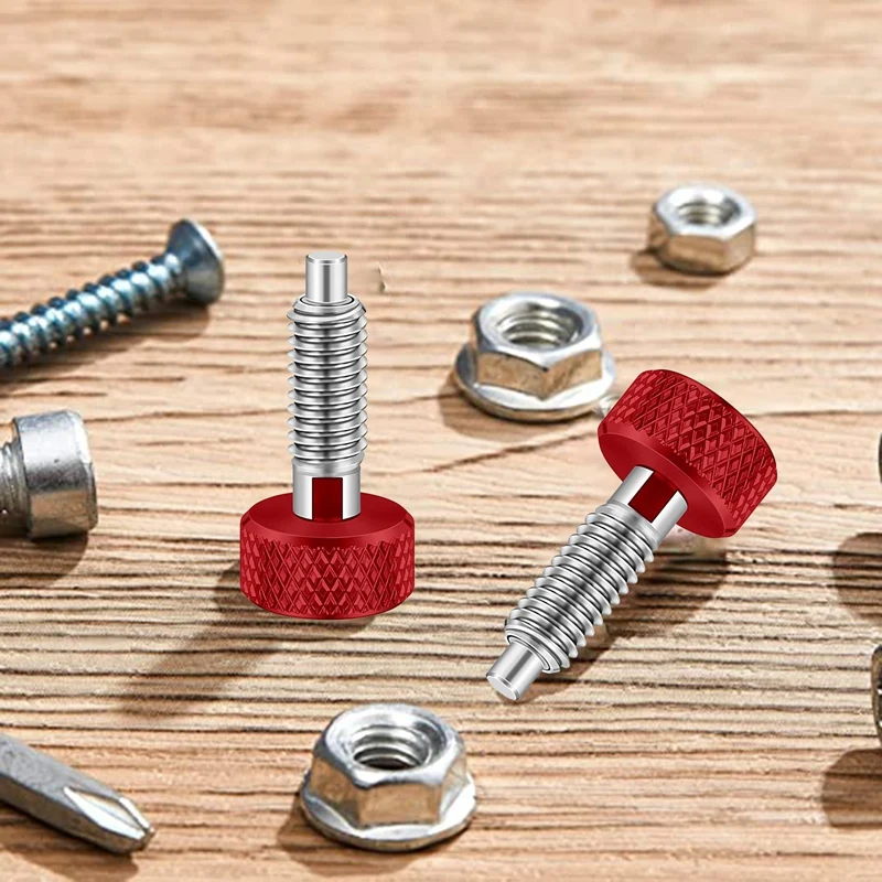 Red Hand Retractable Spring Plunger With Knurled Handle M6 Type Quick Release Pins For Rolling Toolbox