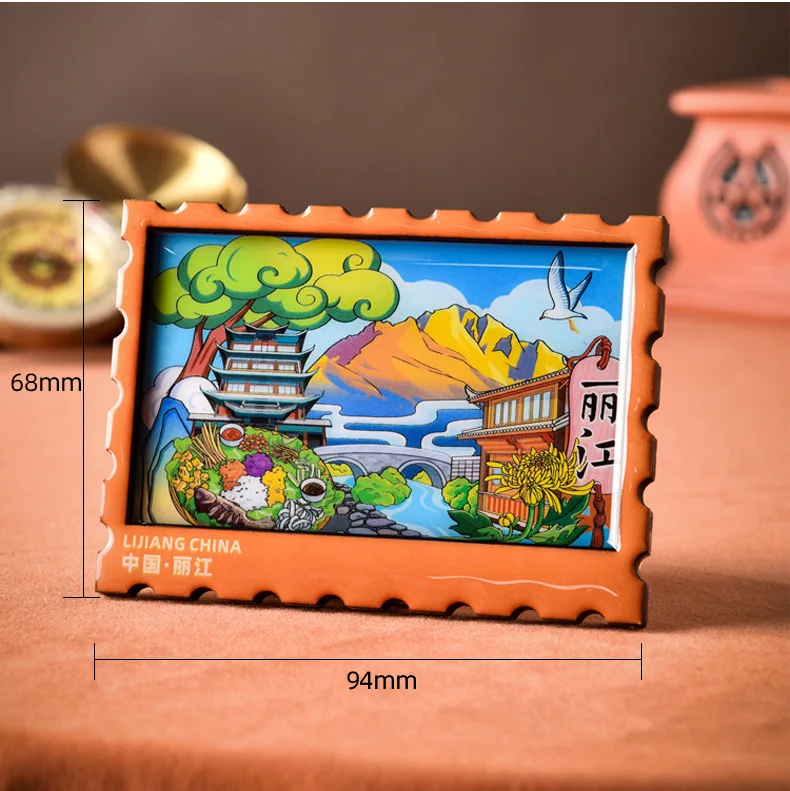 ملصق مغناطيس الثلاجة الصيني الخشبي لمناظر المدينة الصينية، تذكار مغناطيسي إبداعي للسفر، ملصق ثلاجة