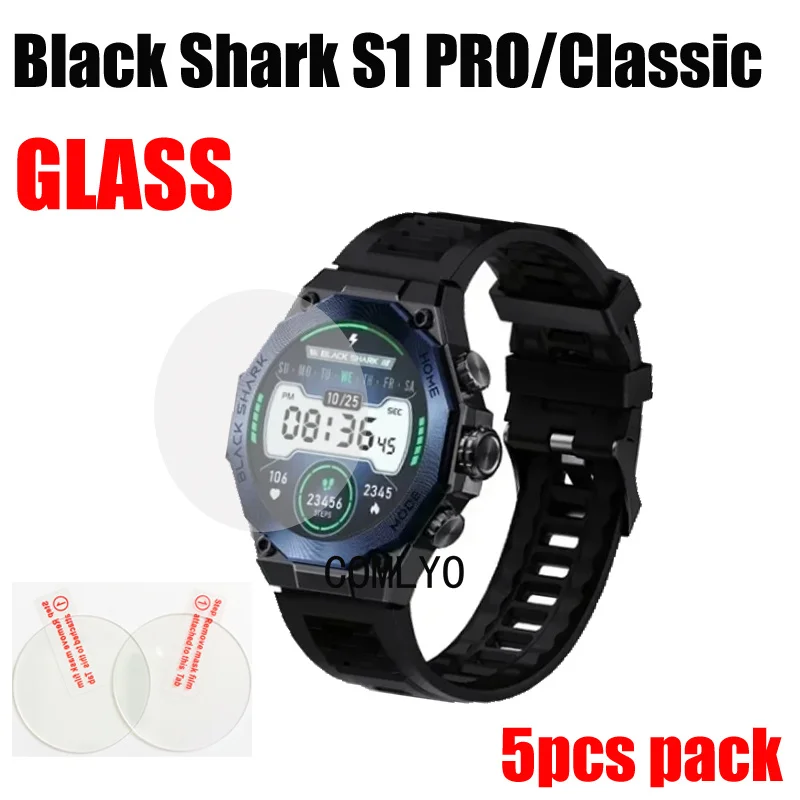 5pcs for Black Shark S1 Pro classic Smart watch Glass Screen Protector Tempered 9H 2.5D Film