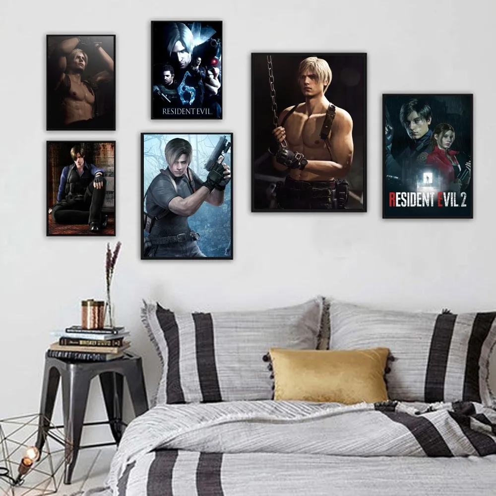 Game R-Resident Leon Kennedy Evil Poster 1PC Cartoon Pop Poster Paper Waterproof HD Sticker Bedroom Entrance Home Living