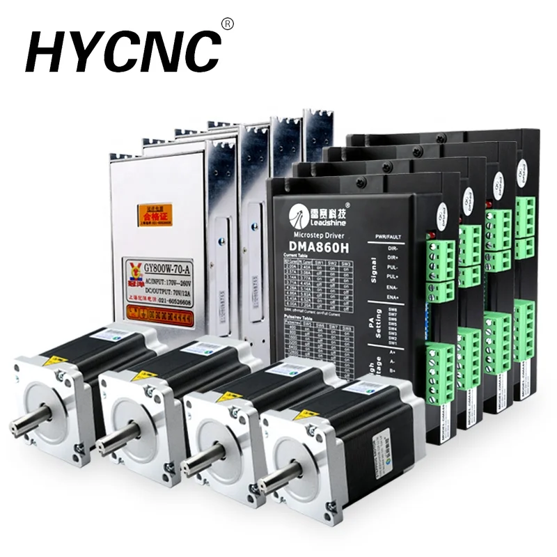 HYCNC Nema 34 3Phase 8nm Micro Industrial Closed Loop Powerful Stepper Motor Leadshine Dma860h Speed Controller Driver Kit