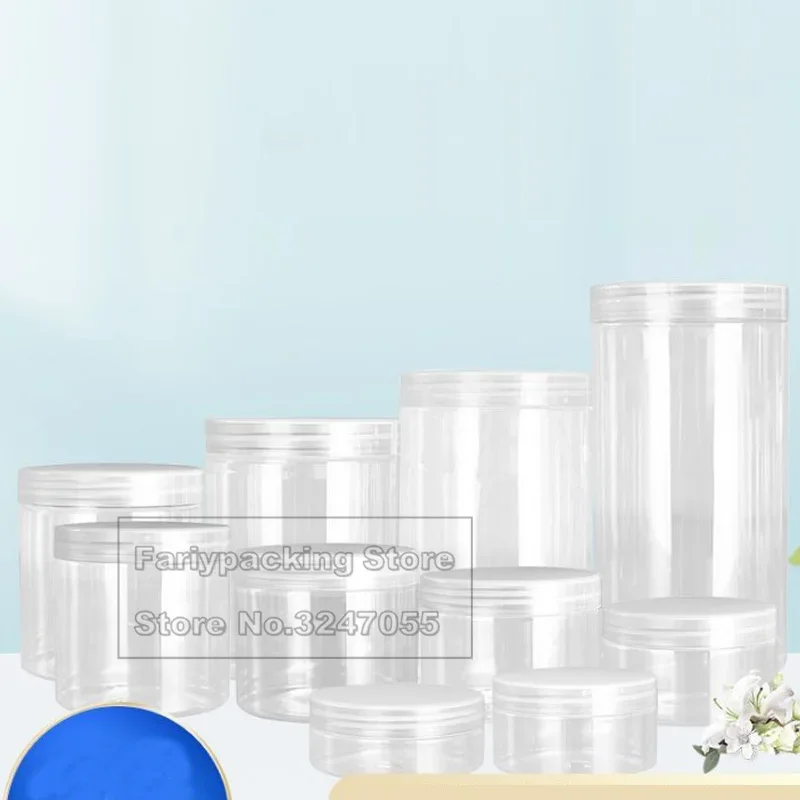 200ml 250ml 300ml 200g 250g 300g White Black Brown Transparent Lid Cover Clear Empty Packaing PET Plastic Jar Pot Containers