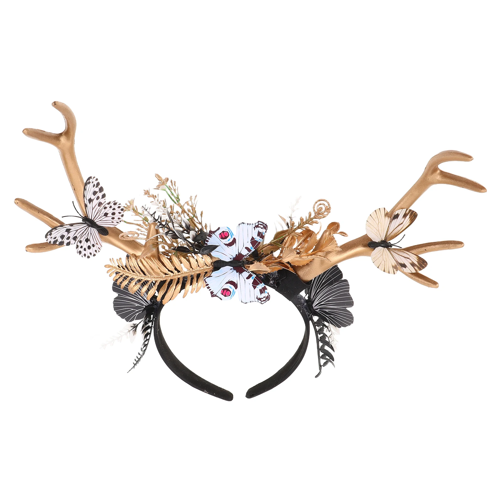 

Christmas Deer Antler Headband Holiday Floral Butterfly Costume Accessory Halloween Party Lightweight Comfortable Women Kids