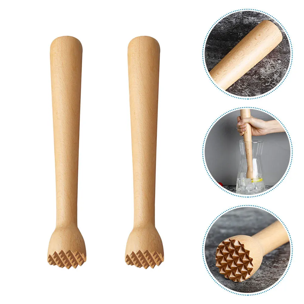 

2Pcs Wooden Ice Muddler Beech Cocktail Mixer Easy Clean Ergonomic Design Home Bar Kitchen Tool Ice Muddler Beech Pestle Bar