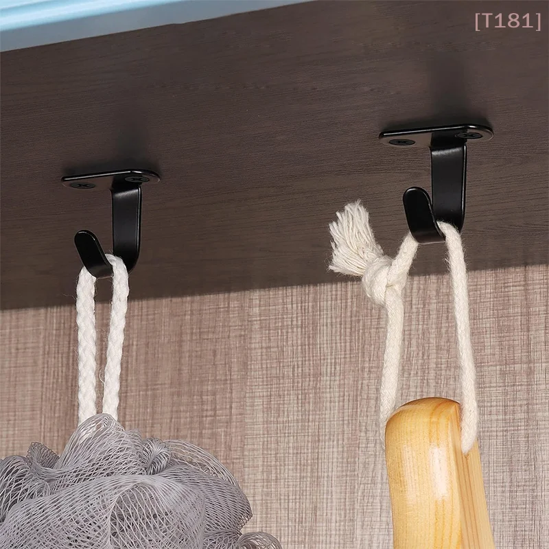 [E] 5Pcs Stainless Steel Screw Mounted Ceiling Hooks, Under-Shelf Towel, Heavy Duty Hanger For Bathroom Cabinet Garage