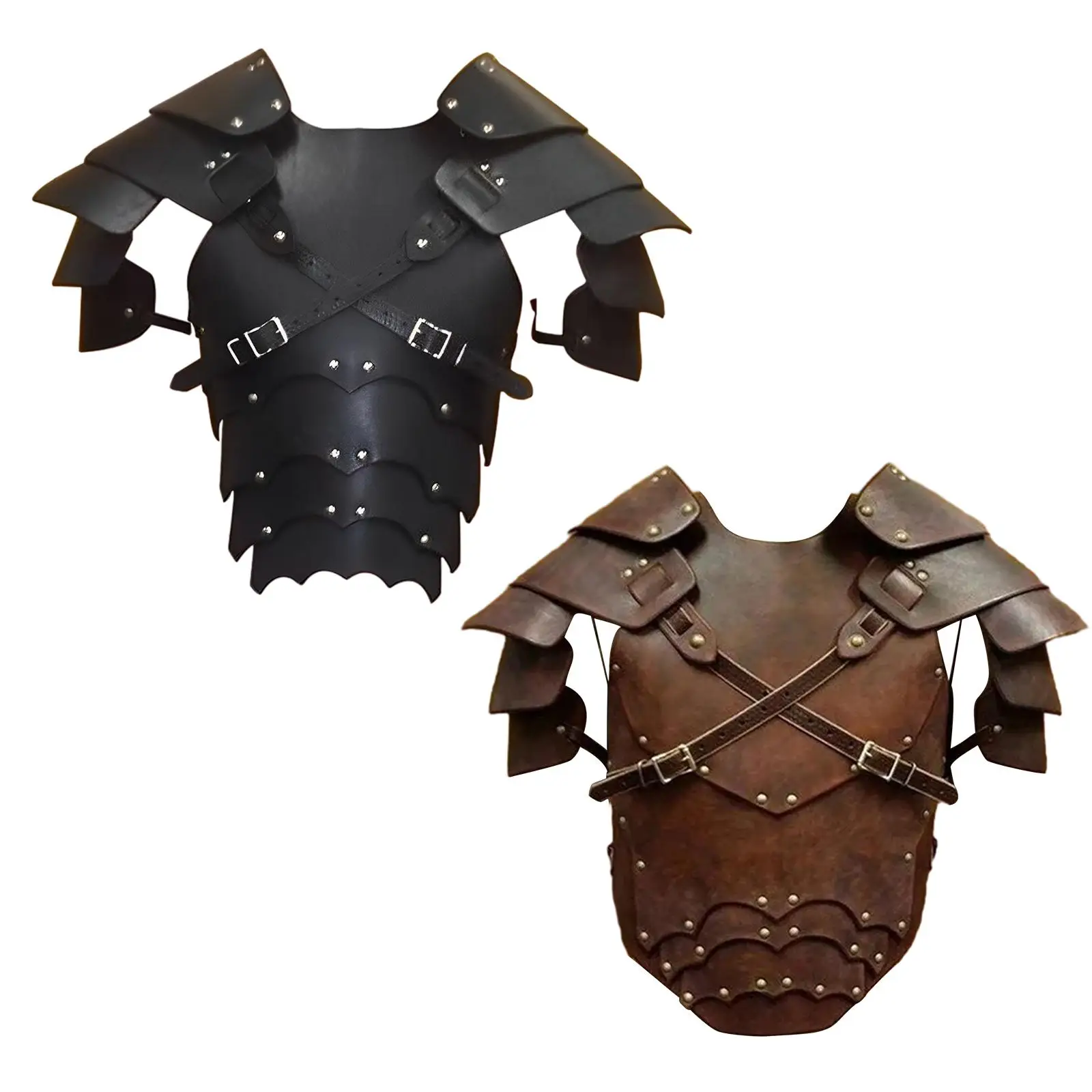 

Viking Chest Shoulder Armor Adjustable Strap Metal Rivets Knight Costume for Warrior Viking Pirate Adults Cosplay Role Play