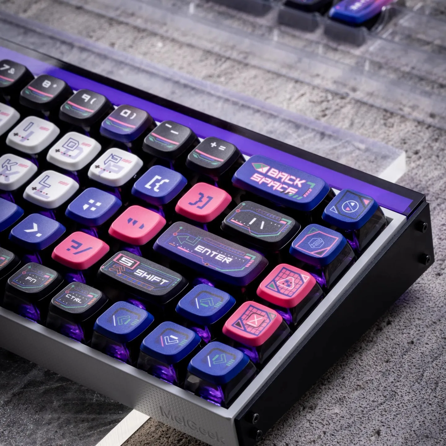 Custom PBT ASA Profile Transparent Punk Theme Pudding Keycaps for Mechanical Keyboard Gaming Accessories Gifts