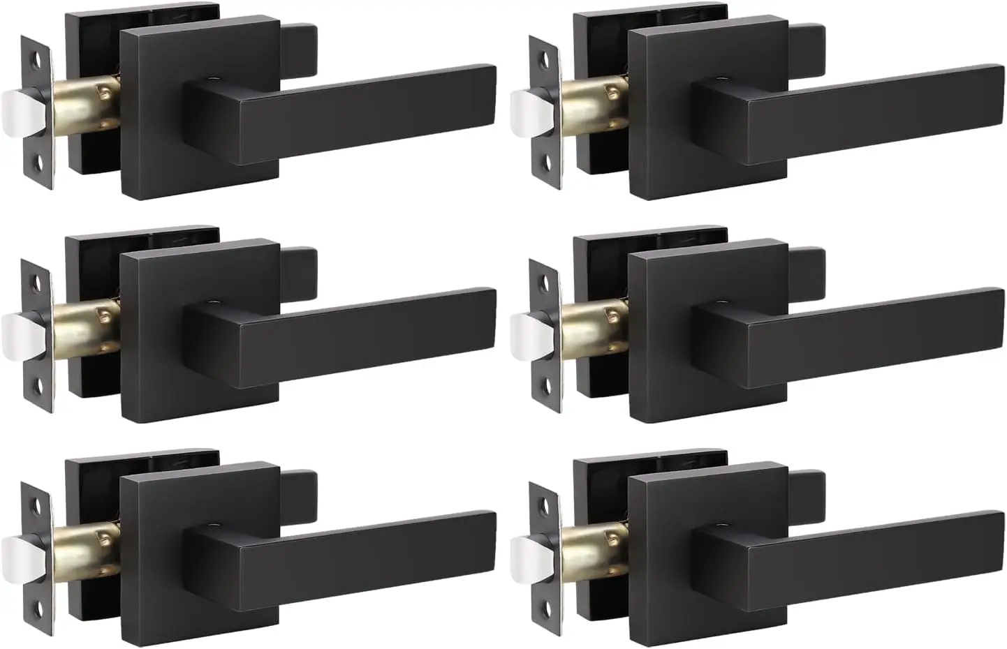 

6-Pack Black Matte Door Handles, Heavy Duty for Left/Right Doors, Passage Function, Easy Install