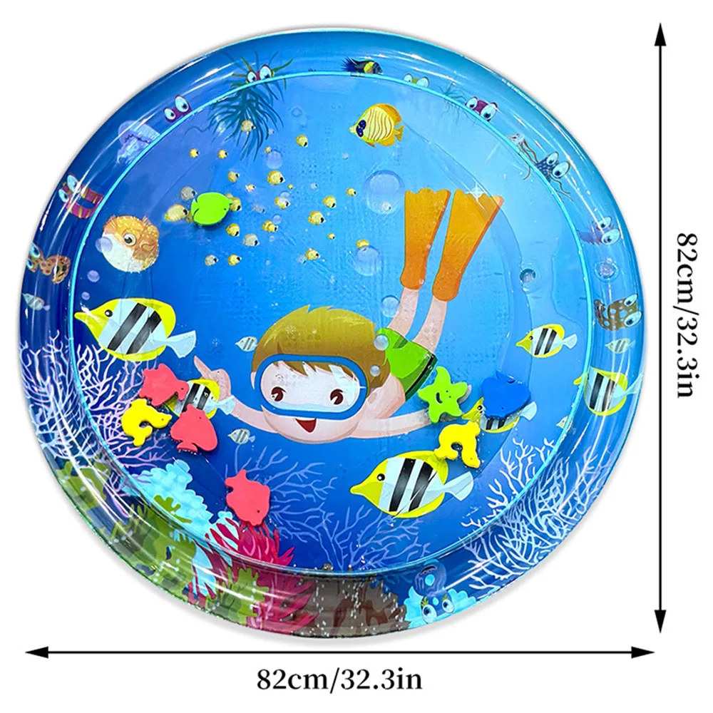 1pc 82cm Round Baby Playing Water Mat Diving Boy Pattern PVC Large Inflatable Play Mat Cushion Kids Gift