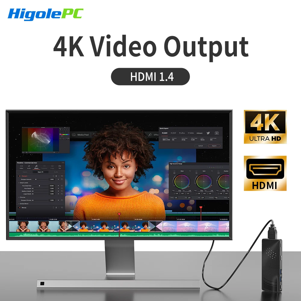 Higole D5 PC Stick Lüfterloser Mini-PC Intel Pentium N4200 Windows 10 WiFi5 4 GB 64 GB Laptop Desktop-PC 4K TV Stick PC Mini-Computer – Detail 4